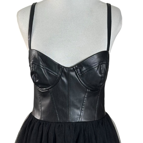 Hutch Faux Leather & Tulle Midi Dress Black Size 2 NWT Ballerina WhimsiGoth Punk - Picture 6 of 17